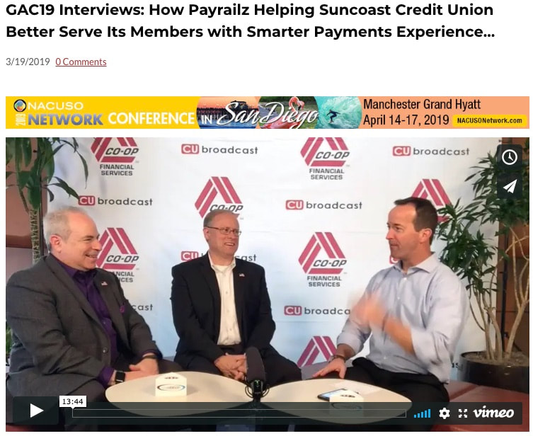 Payrailz Mickey Goldwasser and Suncoast Credit Union's Ted Hassenfelt